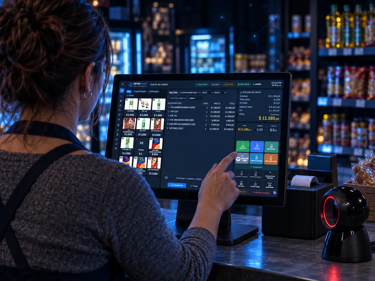 ZETEKPOINT Market en la caja de un autoservicio